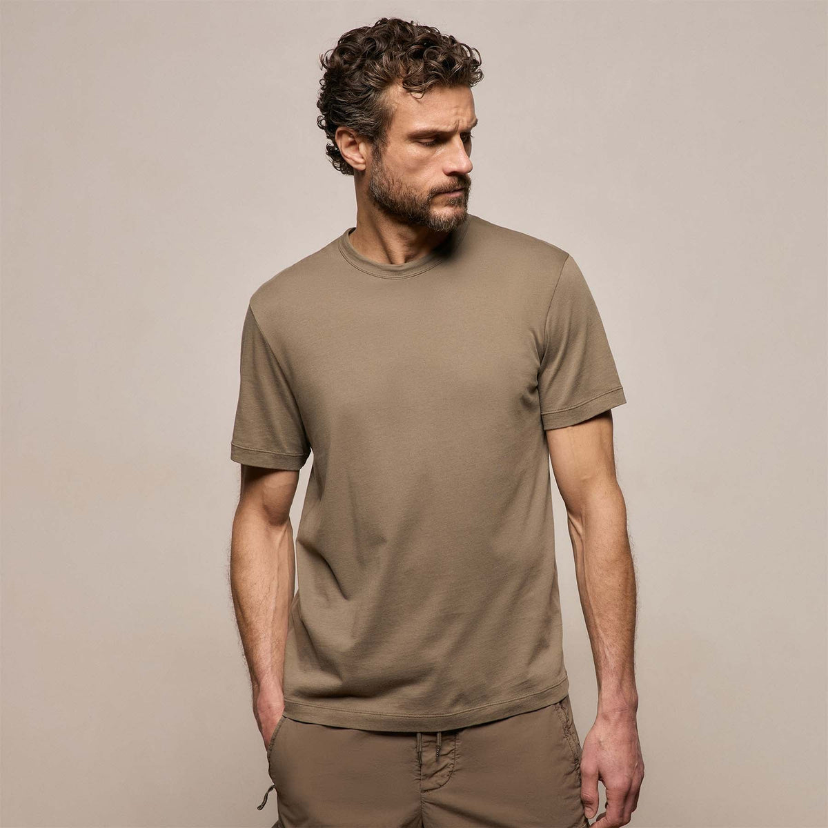 Sweat ras du cou brossé - Vert olive clair