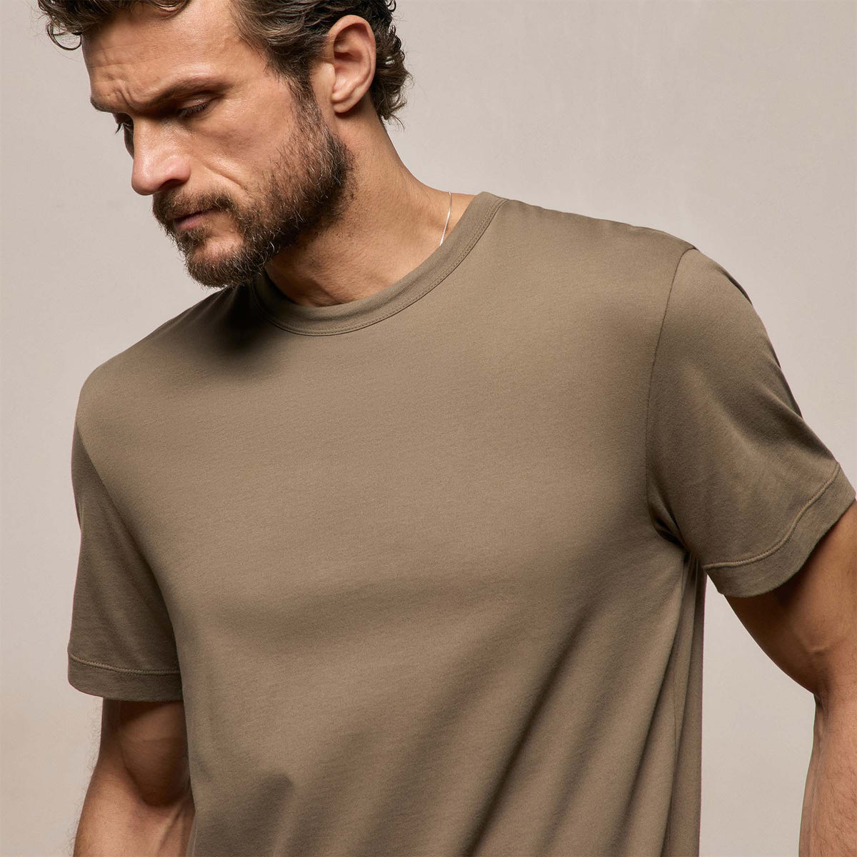 Sweat ras du cou brossé - Vert olive clair