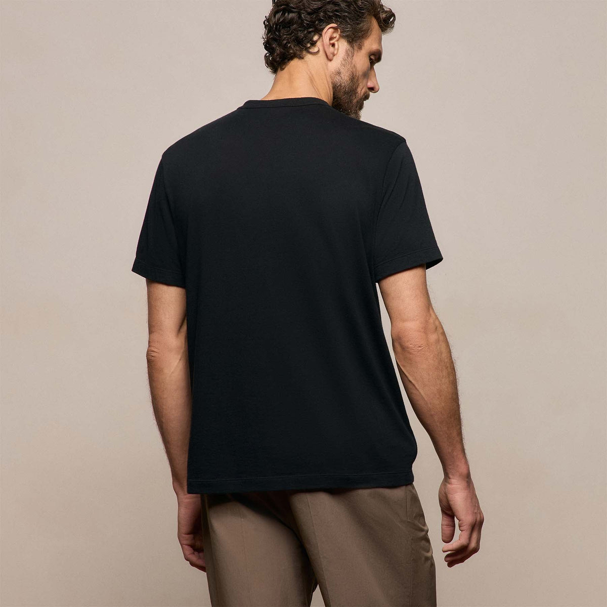 T-shirt manches courtes en coton et cachemire - Noir
