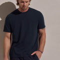 T-shirt à manches courtes en cachemire de coton - Bleu nuit