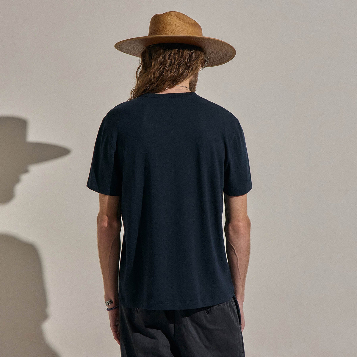 T-shirt à manches courtes en cachemire de coton - Bleu nuit