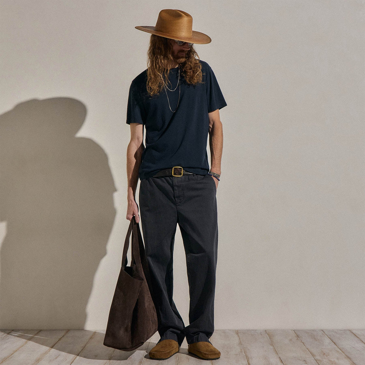 T-shirt à manches courtes en cachemire de coton - Bleu nuit