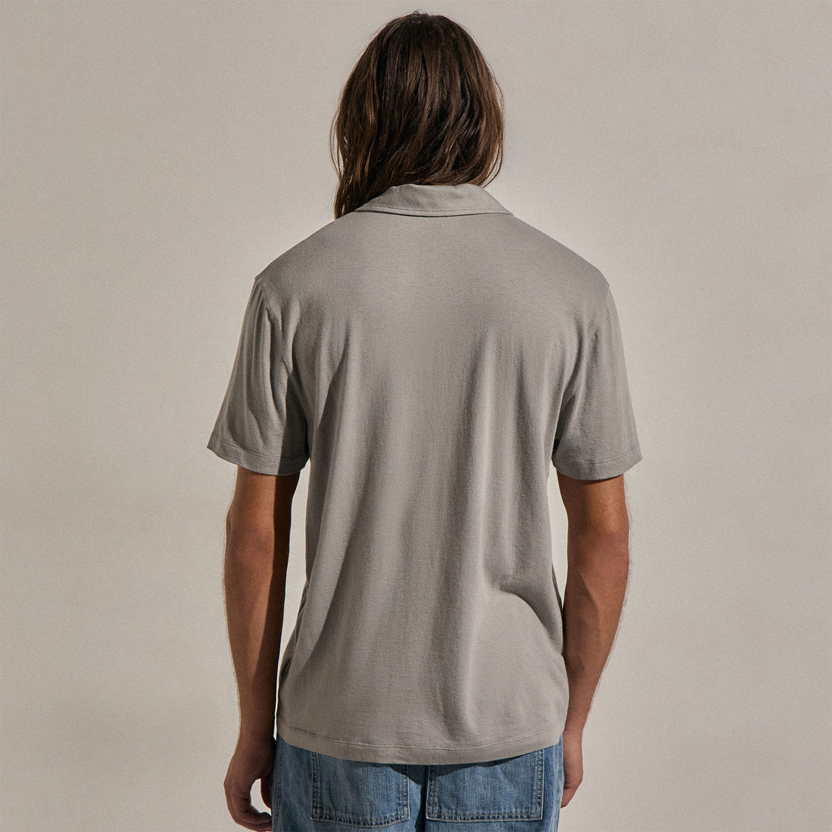 Polo ouvert Coton Cachemire - Fog