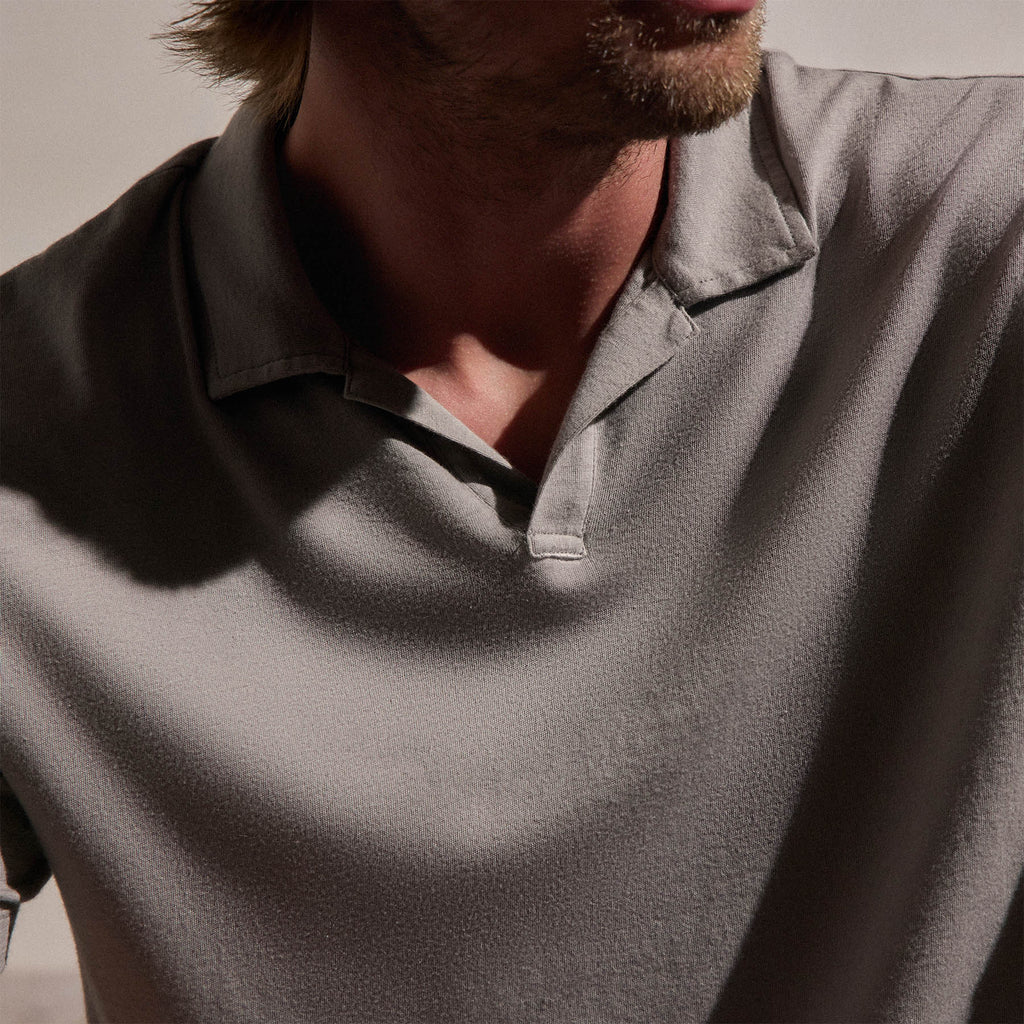 Polo ouvert Coton Cachemire - Fog