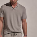 Polo ouvert Coton Cachemire - Fog