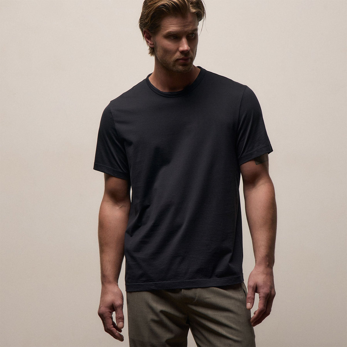 T-shirt ras-du-cou double épaisseur en jersey - Profond