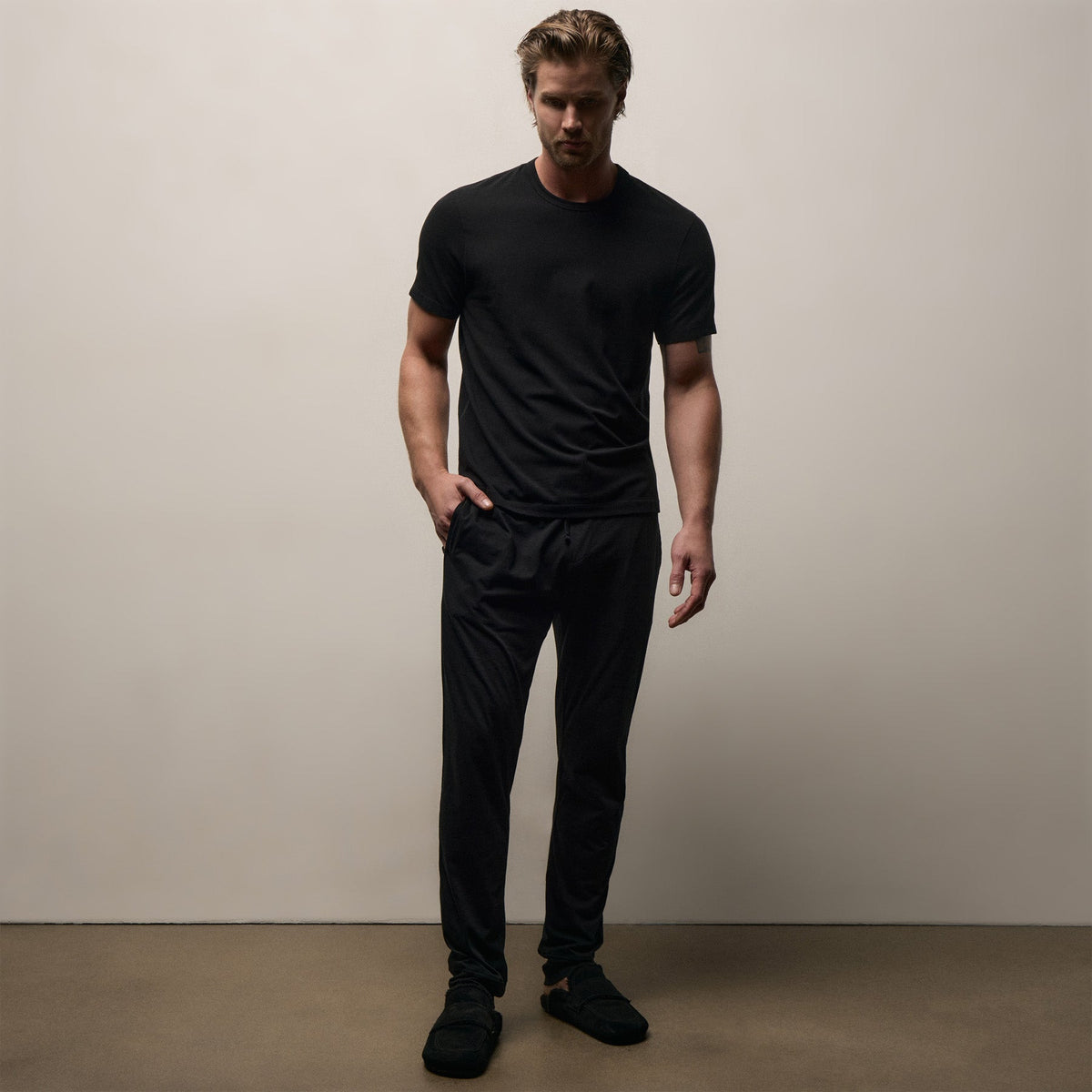 T-shirt de détente en jersey amélioré - Noir