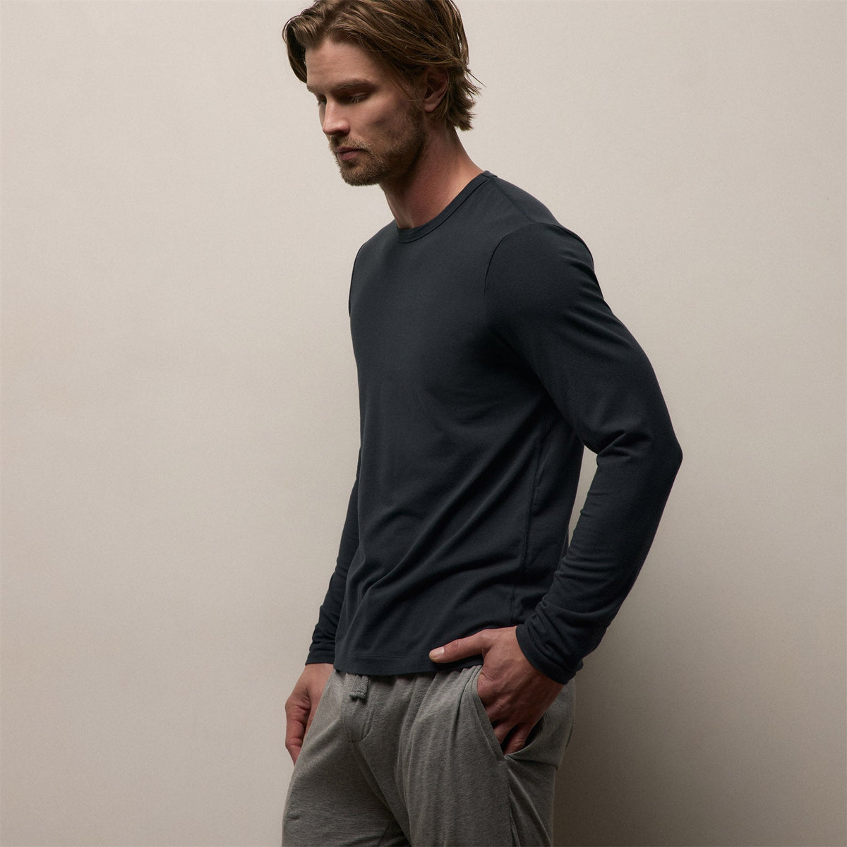 Haut de survêtement en jersey confortable - Bleu marine