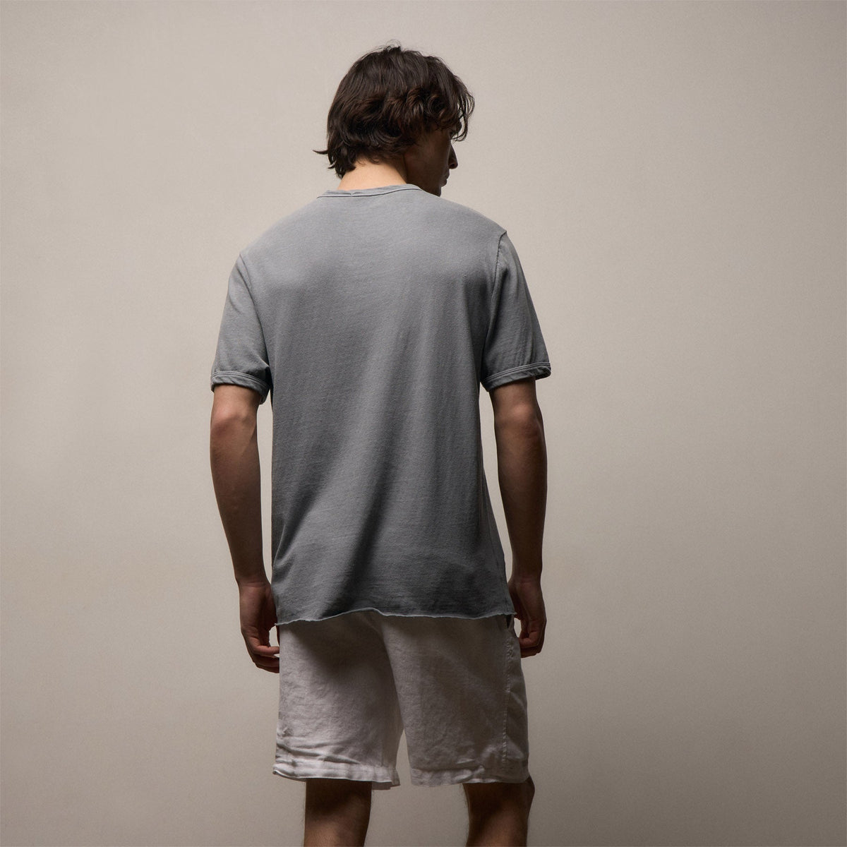 T-shirt ras du cou à manches courtes en jersey flammé - Pigment minerai