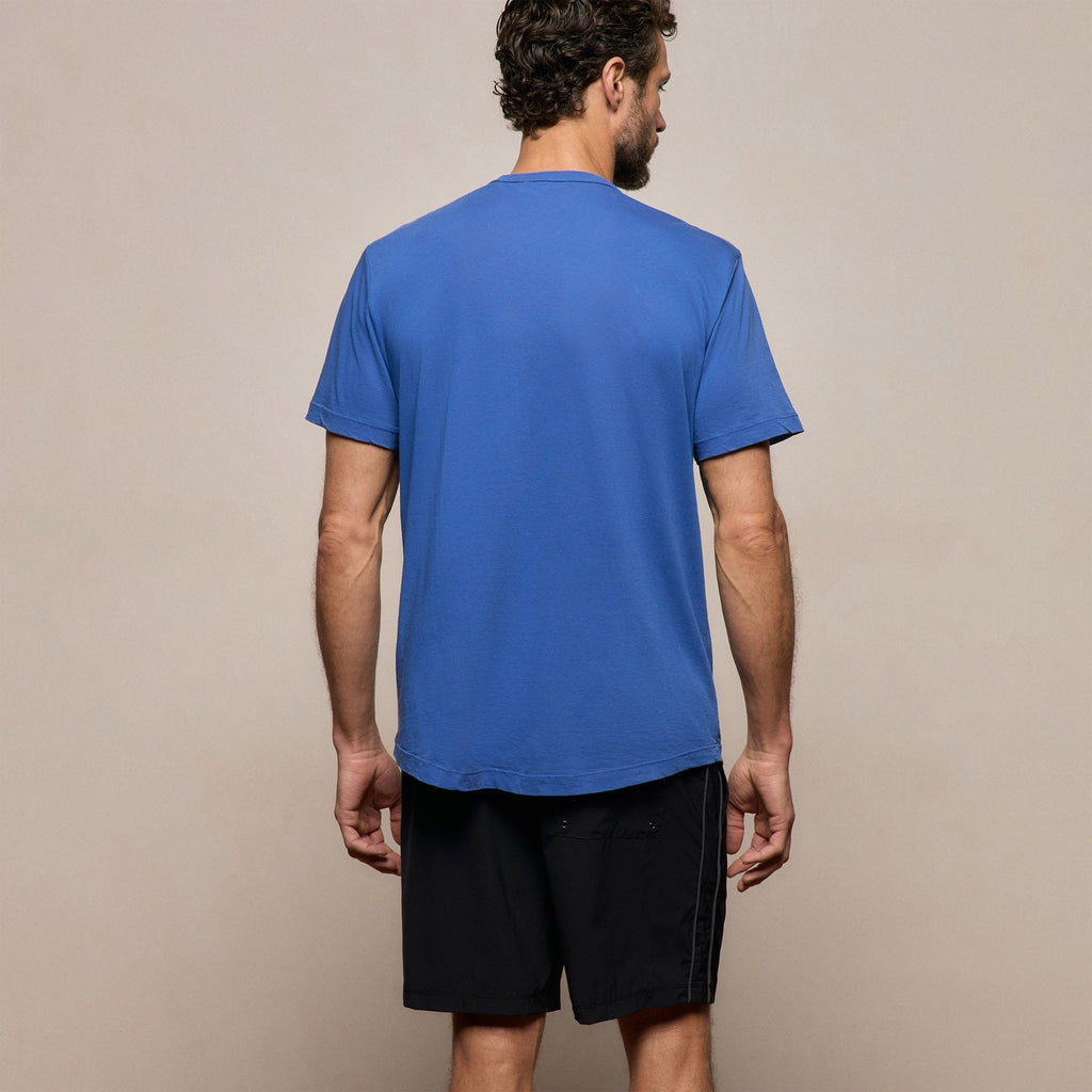 Maillot transparent col rond – Bleu baltique