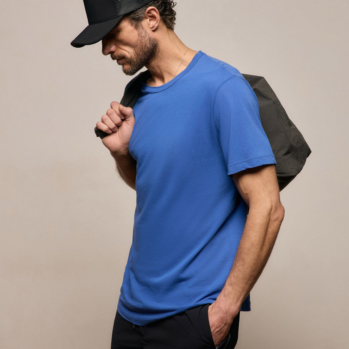Maillot transparent col rond – Bleu baltique