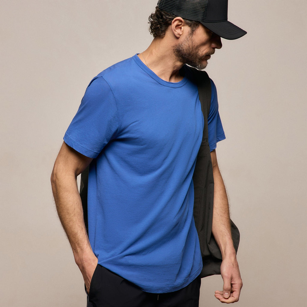 Maillot transparent col rond – Bleu baltique