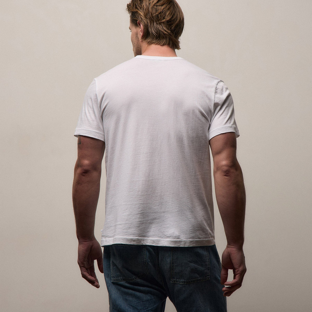 T-shirt léger en jersey à poche – Blanc