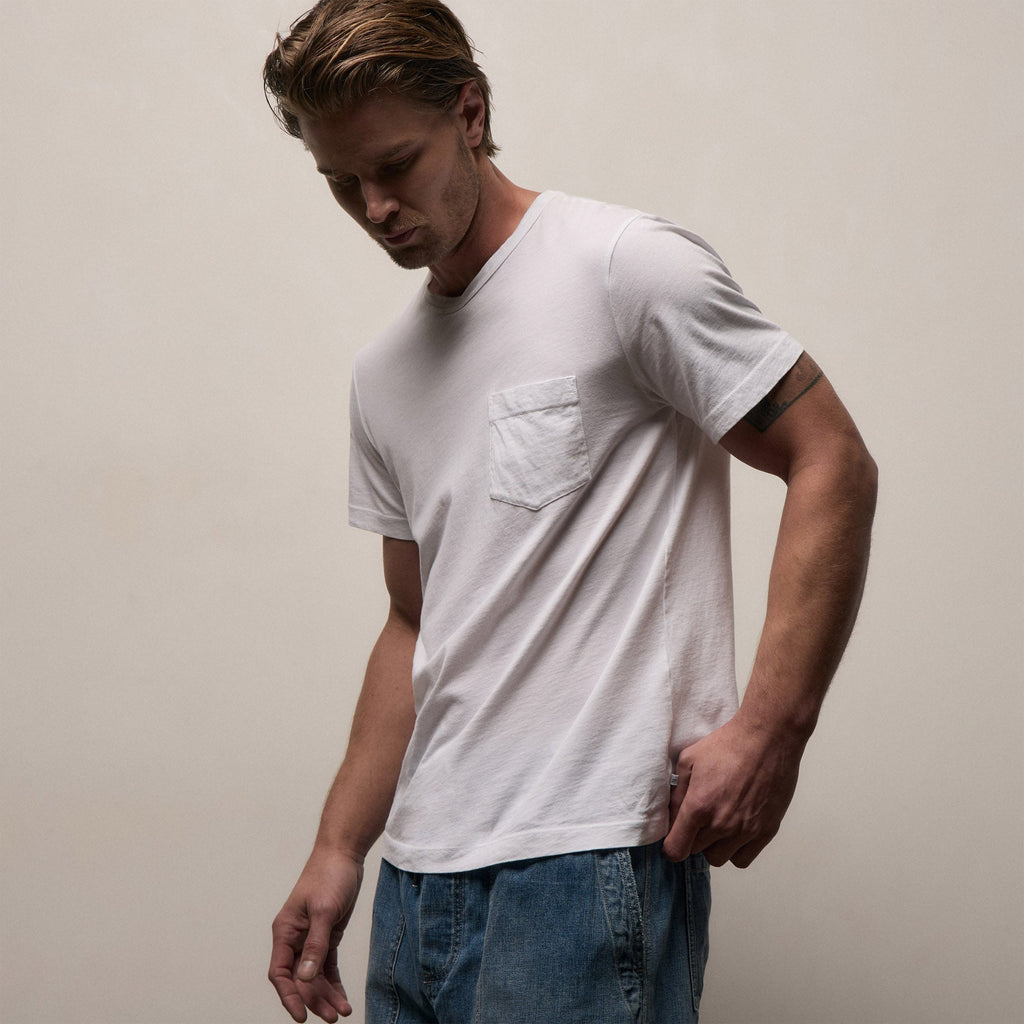 T-shirt léger en jersey à poche – Blanc