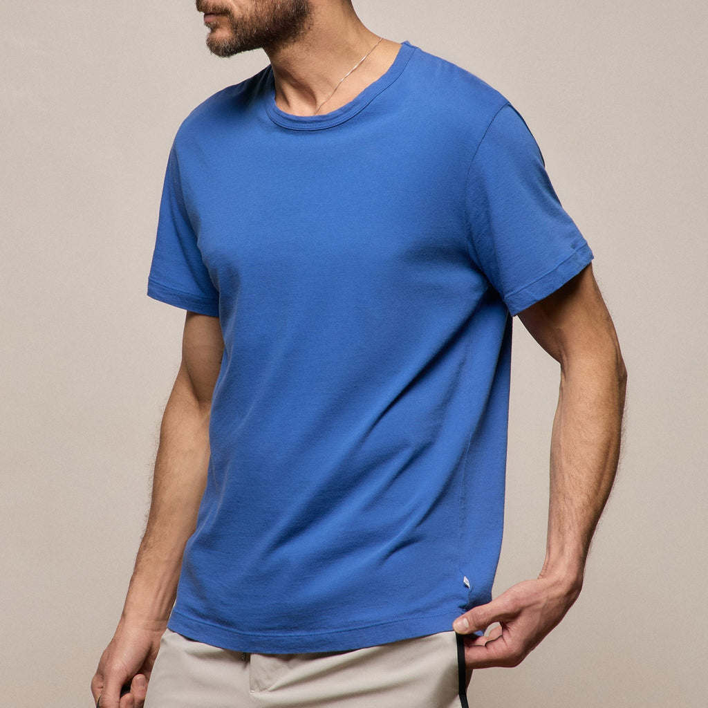 T-shirt ras du cou à manches courtes - Bleu baltique