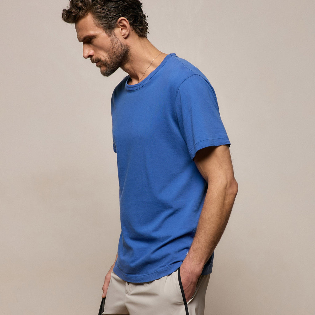 T-shirt ras du cou à manches courtes - Bleu baltique