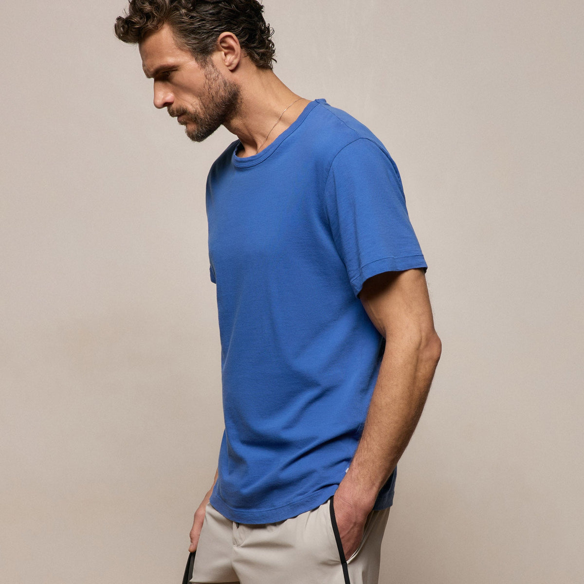 T-shirt ras du cou à manches courtes - Bleu baltique
