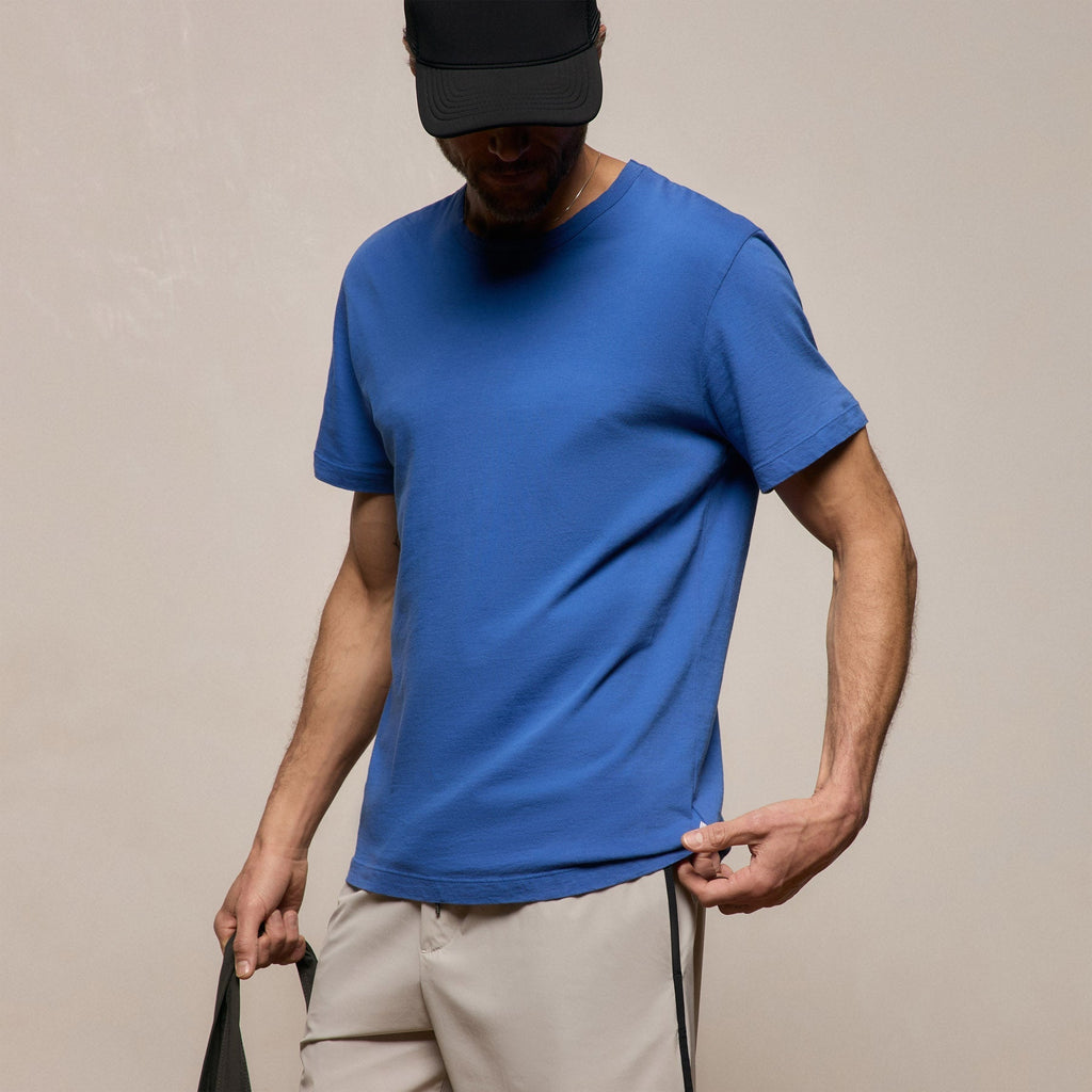 T-shirt ras du cou à manches courtes - Bleu baltique