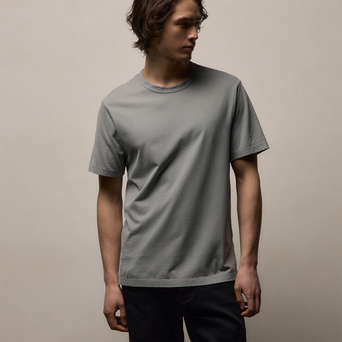 Jersey lourd de luxe col rond - Minerai