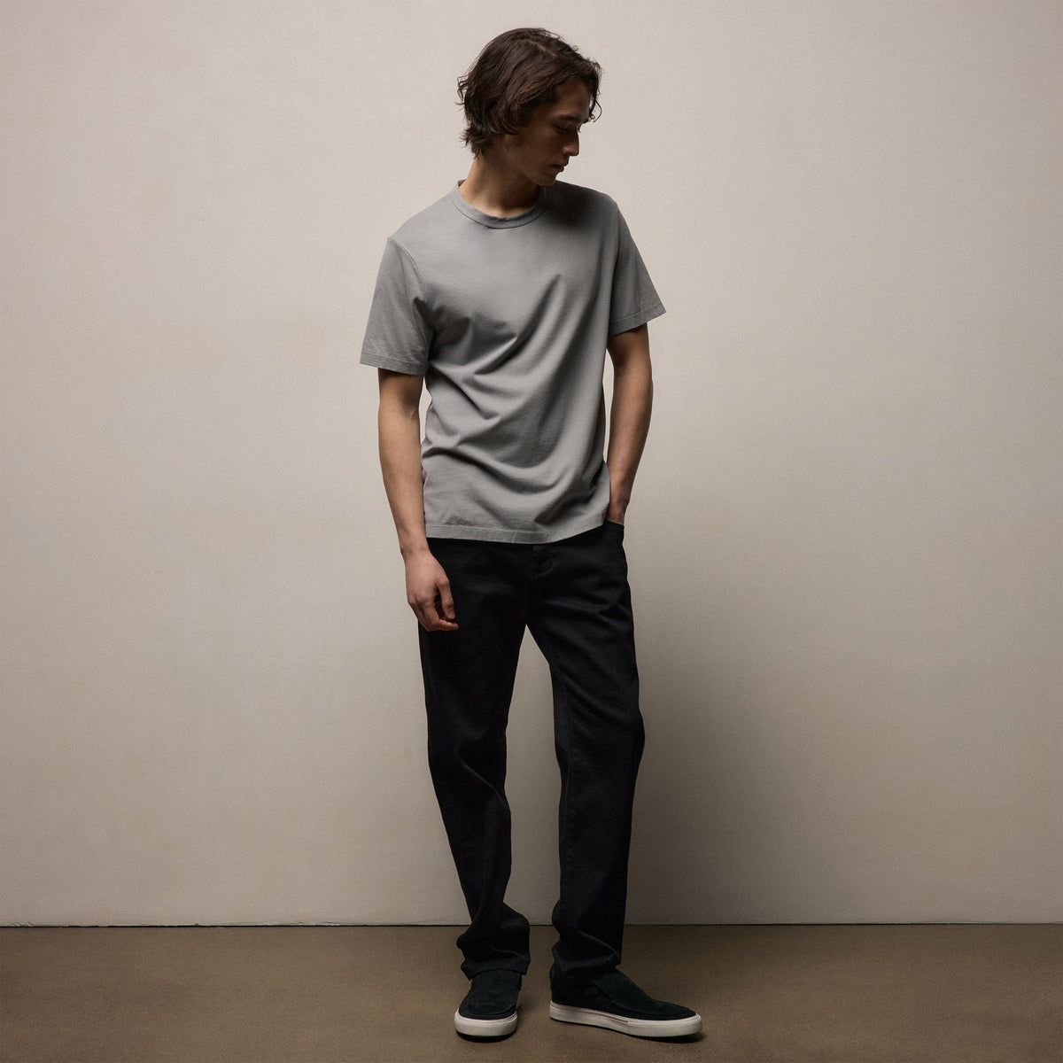 Jersey lourd de luxe col rond - Minerai