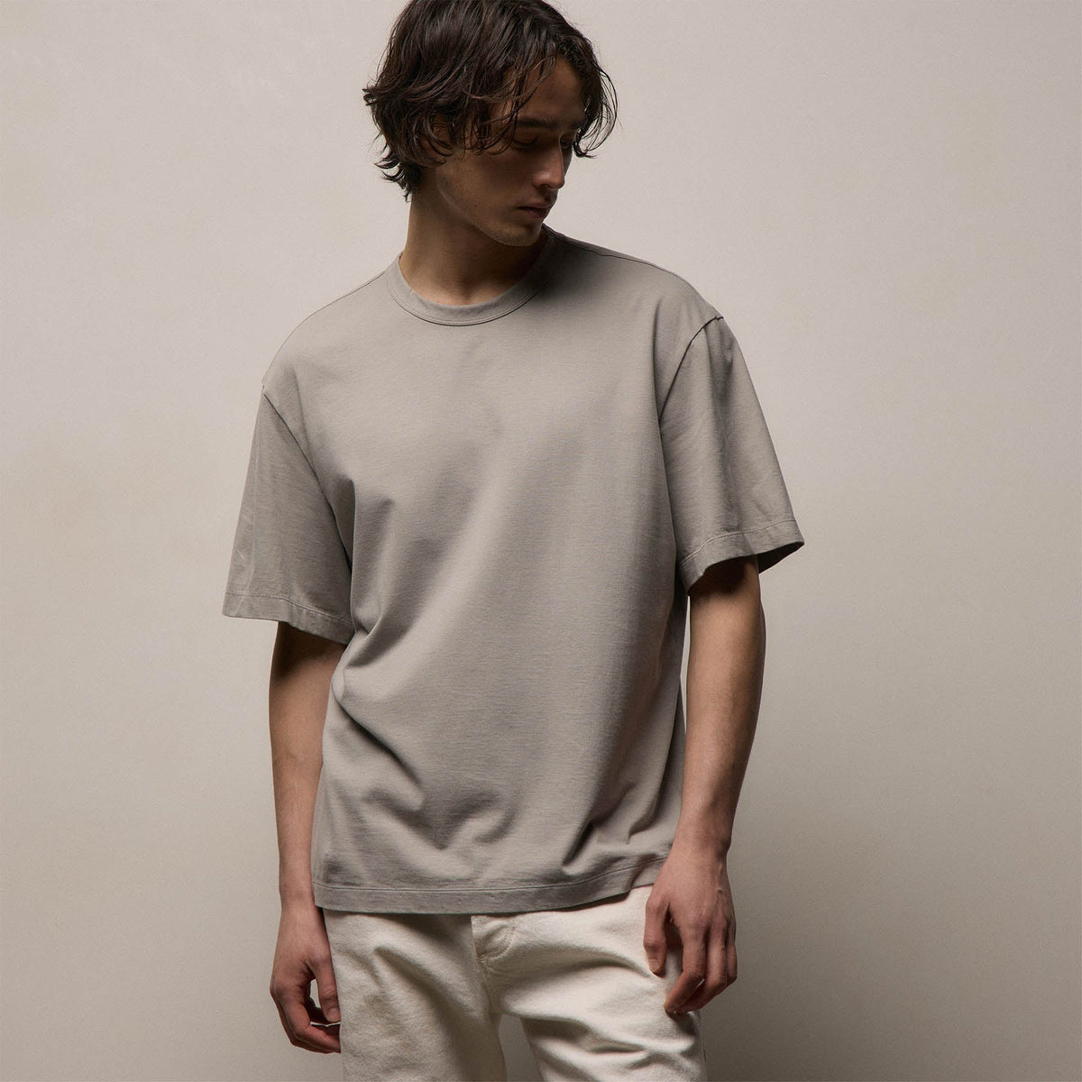 Pull ras du cou oversize en jersey lourd de luxe - Fog
