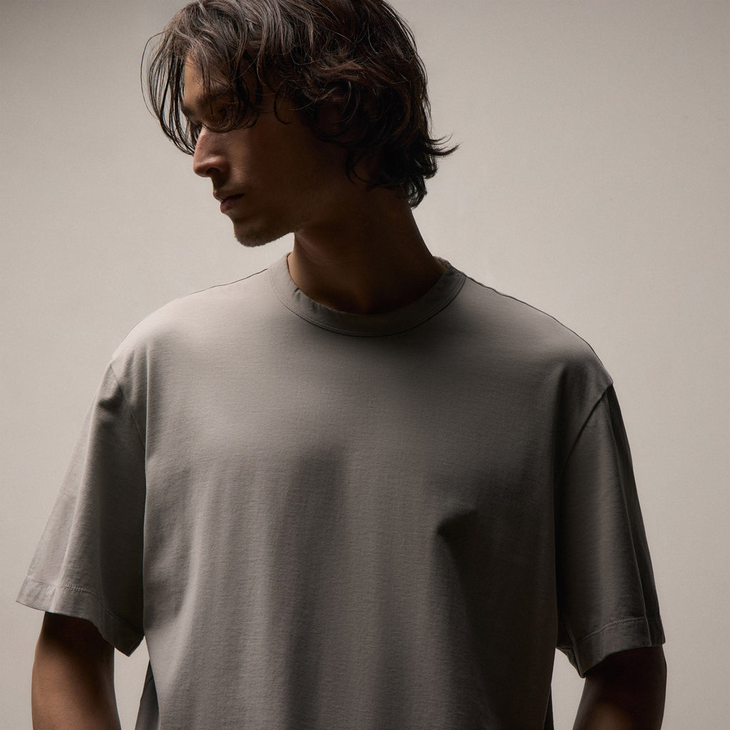 Pull ras du cou oversize en jersey lourd de luxe - Fog