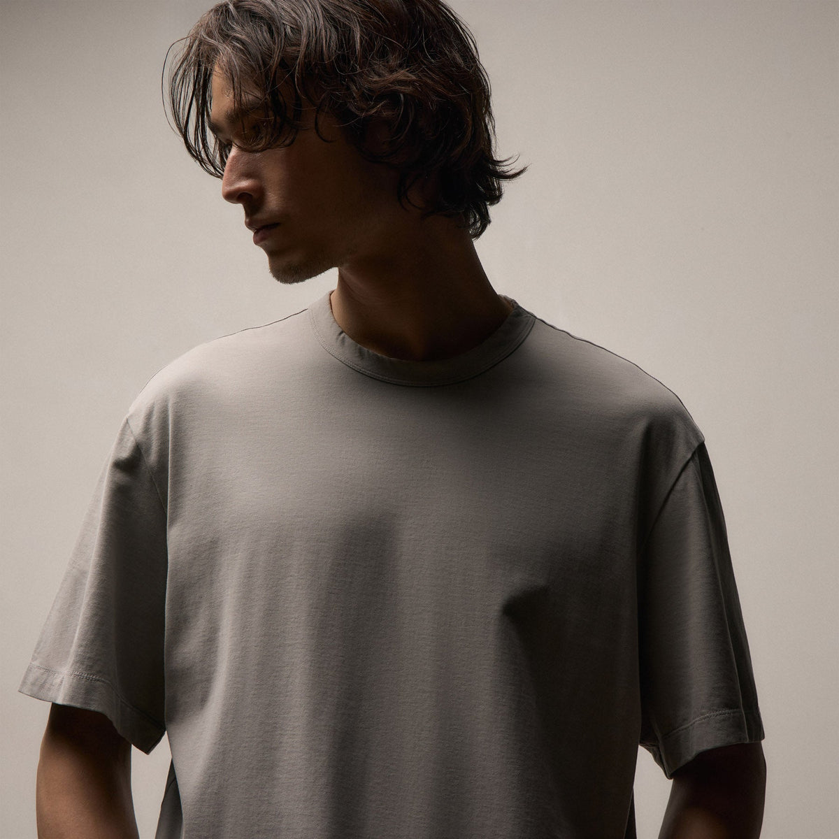 Pull ras du cou oversize en jersey lourd de luxe - Fog