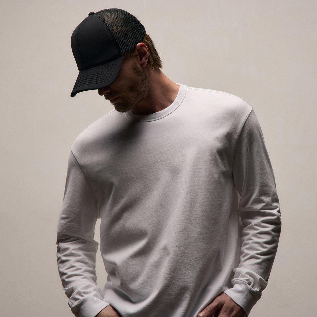 T-shirt oversize à manches longues en jersey de luxe épais - Blanc
