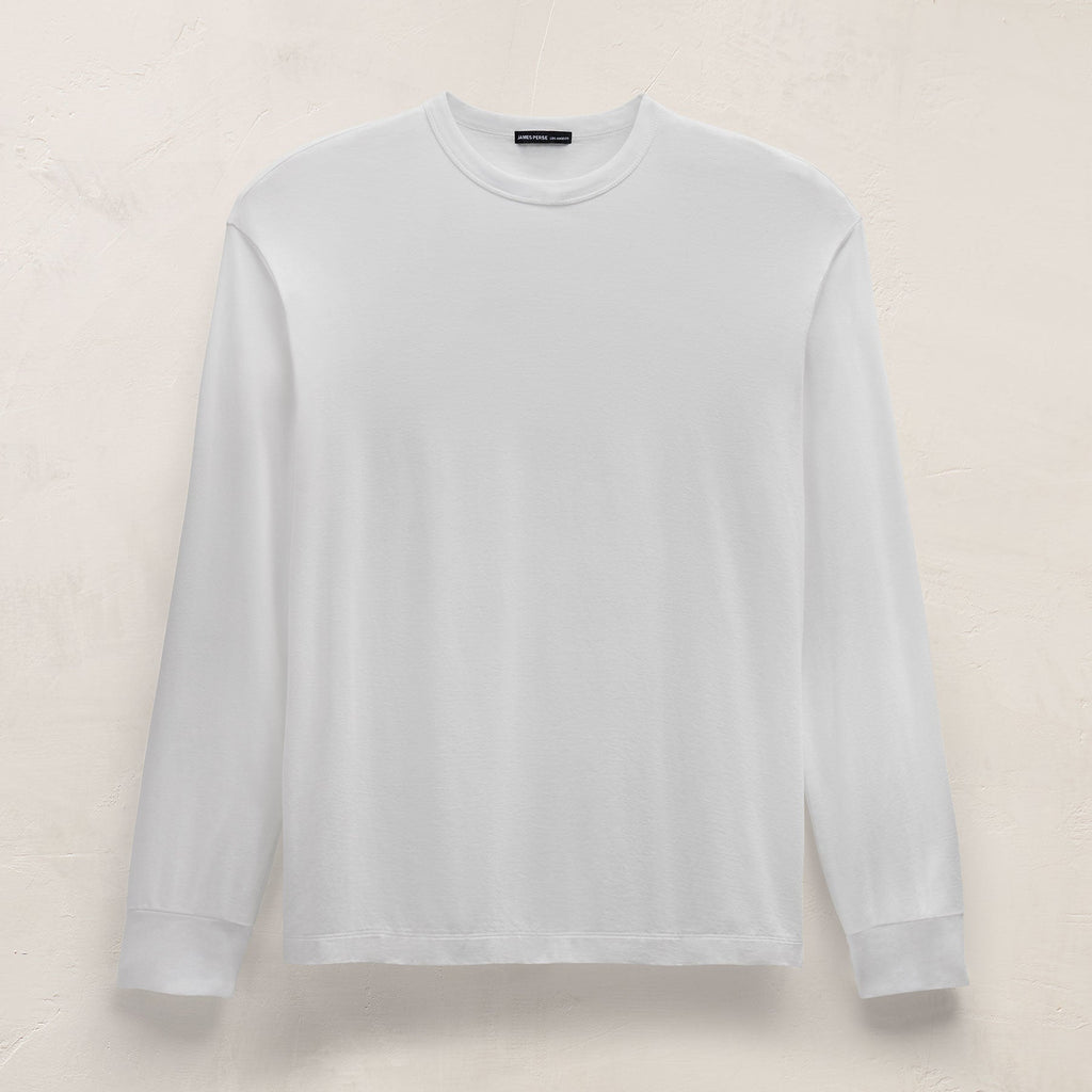 T-shirt oversize à manches longues en jersey de luxe épais - Blanc