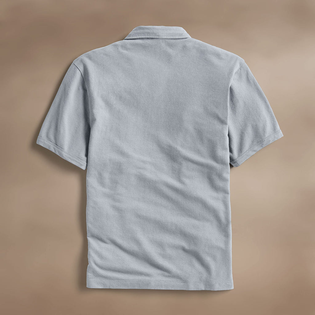 Polo brodé palmier - Gris Ciel/Magma