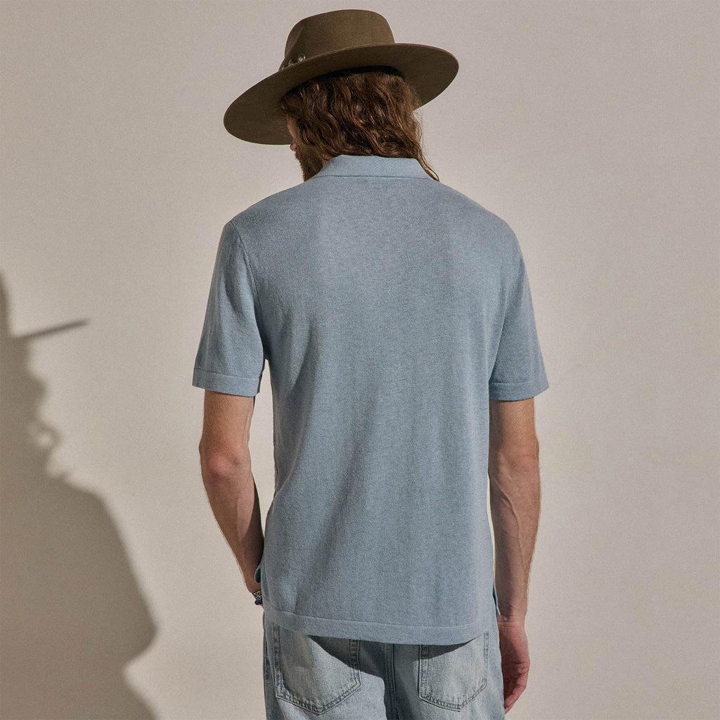 Polo coton cachemire - Bleu ciel