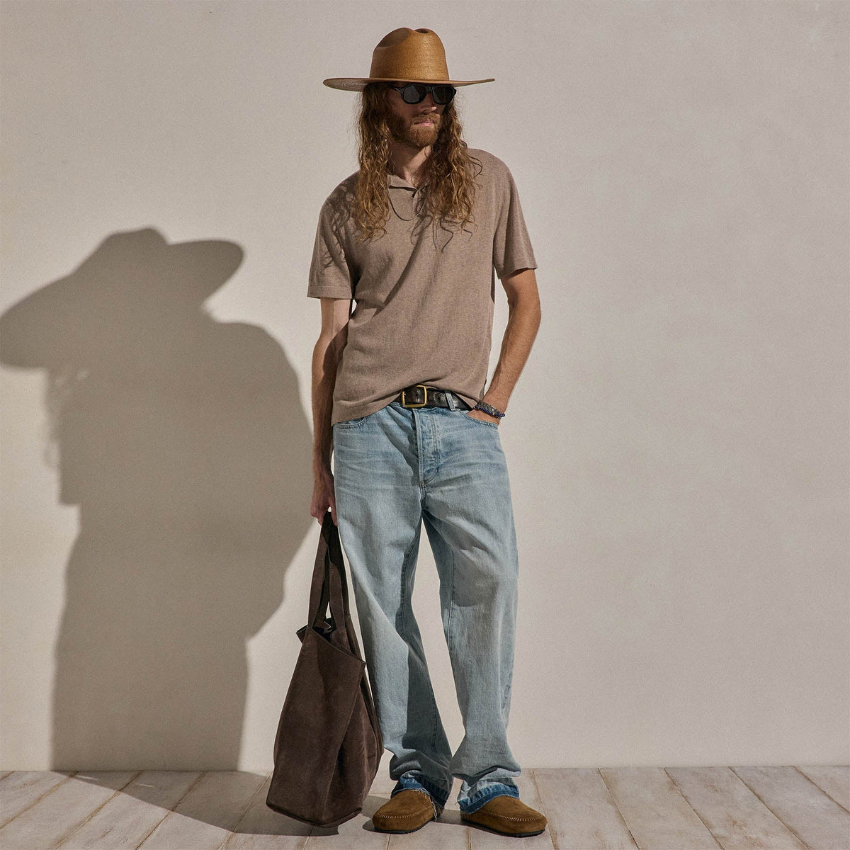 Polo coton cachemire - Marron chaud