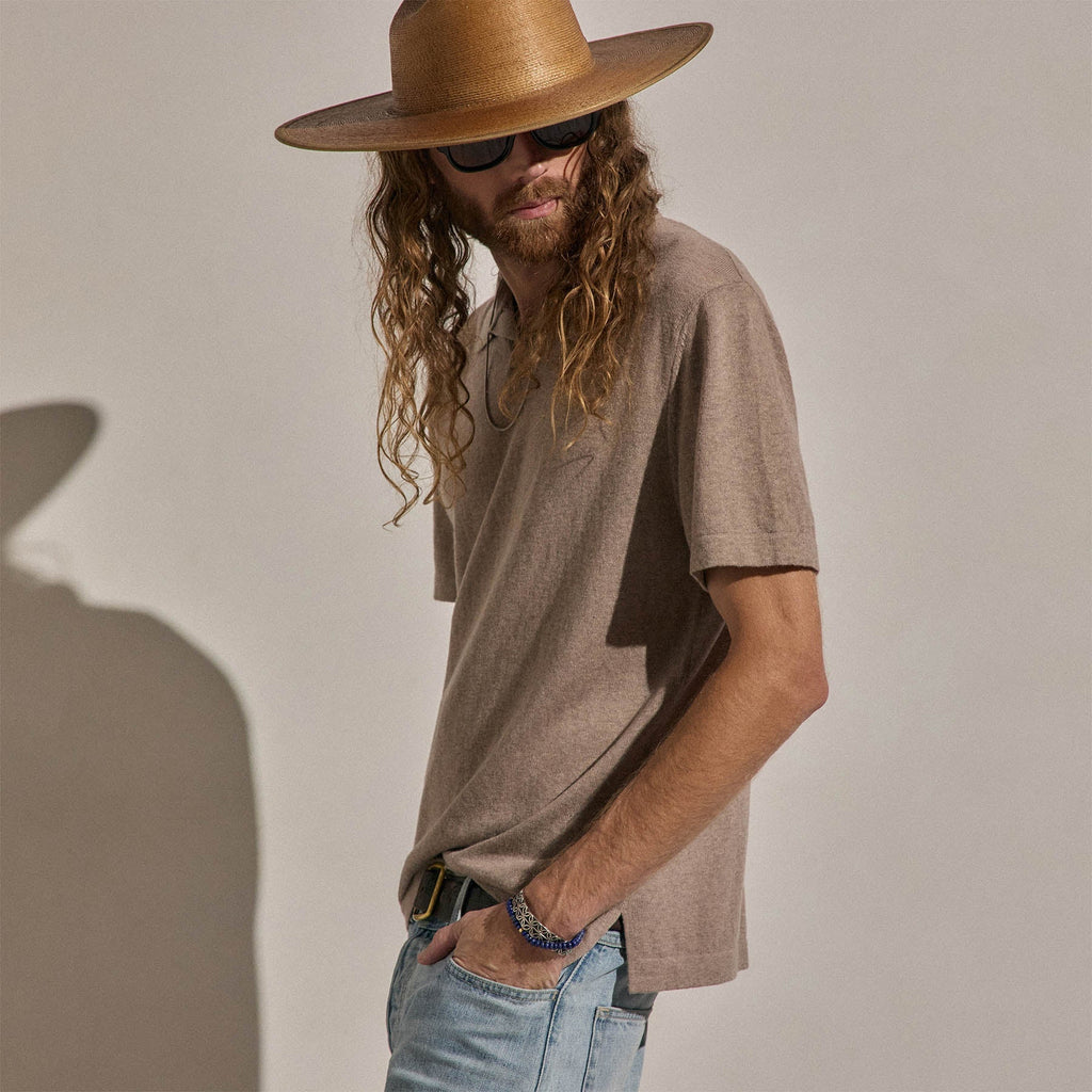 Polo coton cachemire - Marron chaud