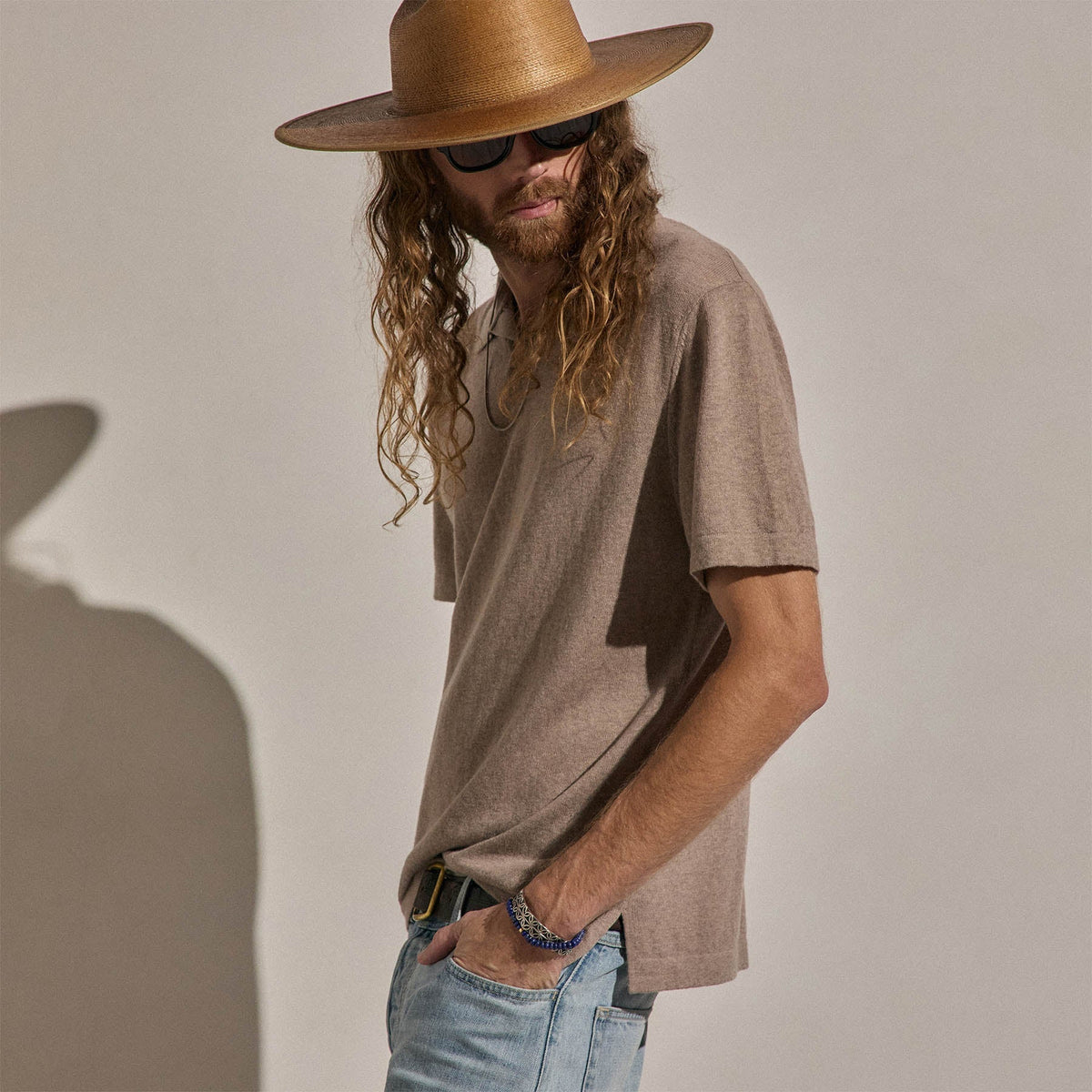 Polo coton cachemire - Marron chaud
