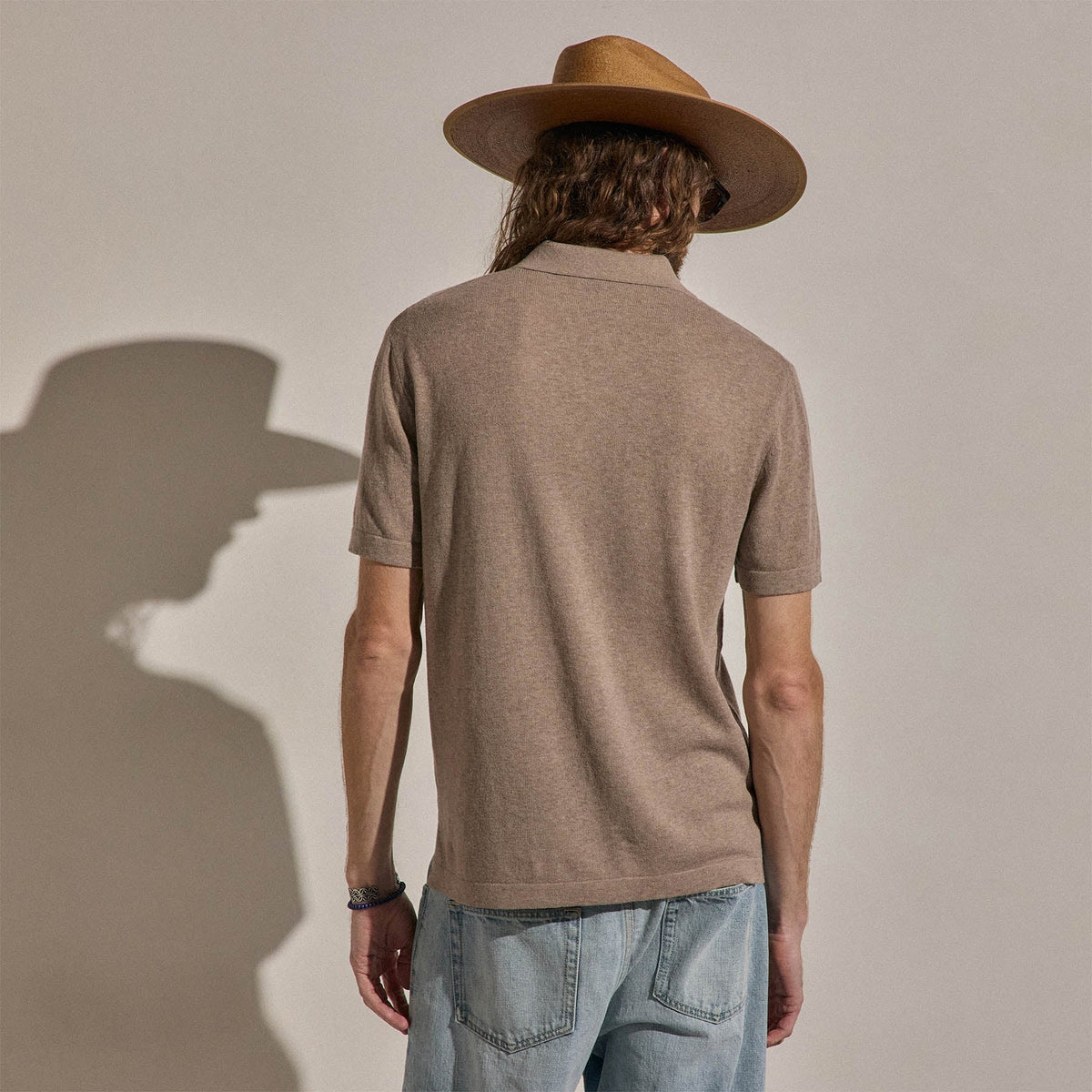 Polo coton cachemire - Marron chaud