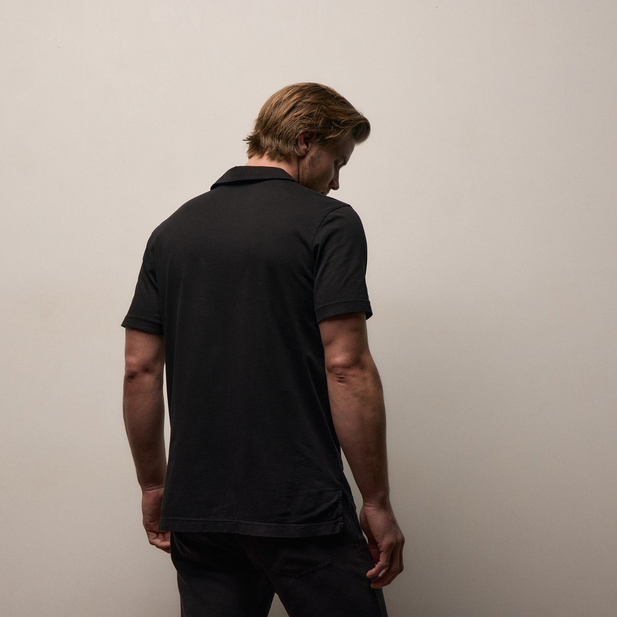 Polo en jersey suédé – Noir
