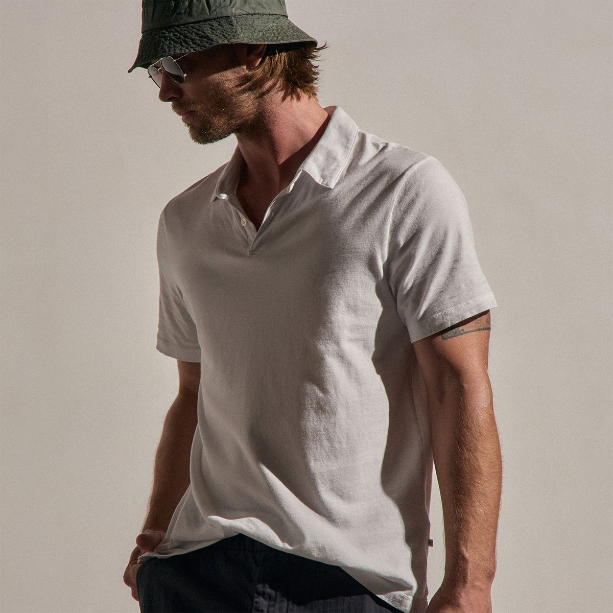 Polo en jersey suédé - Blanc