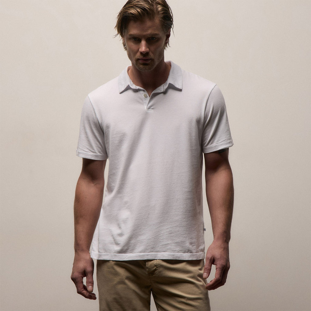 Polo en jersey suédé - Blanc