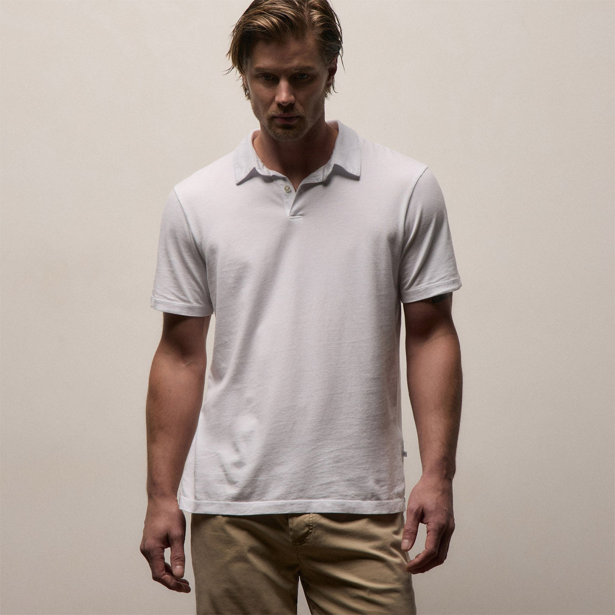 Polo en jersey suédé - Blanc