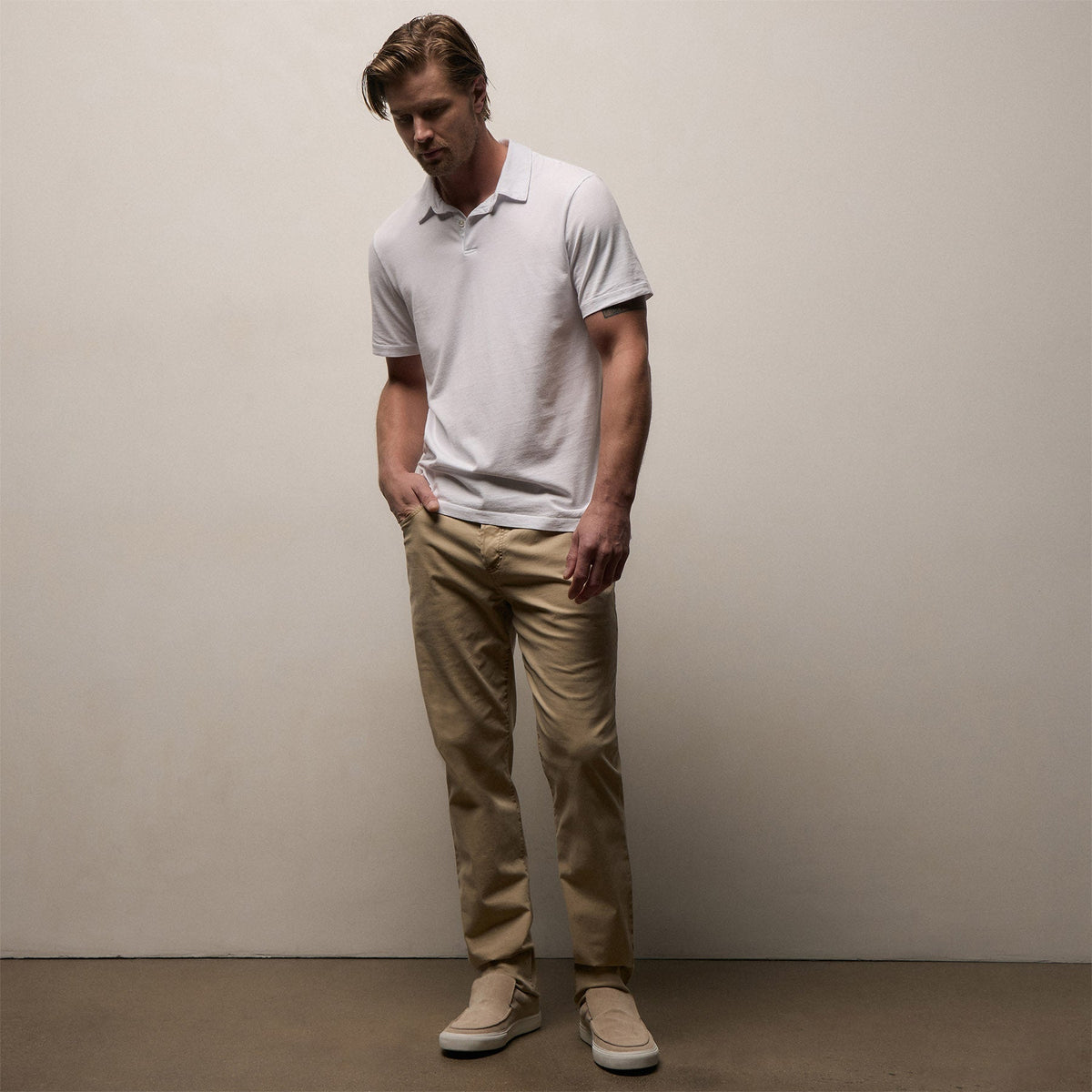 Polo en jersey suédé - Blanc