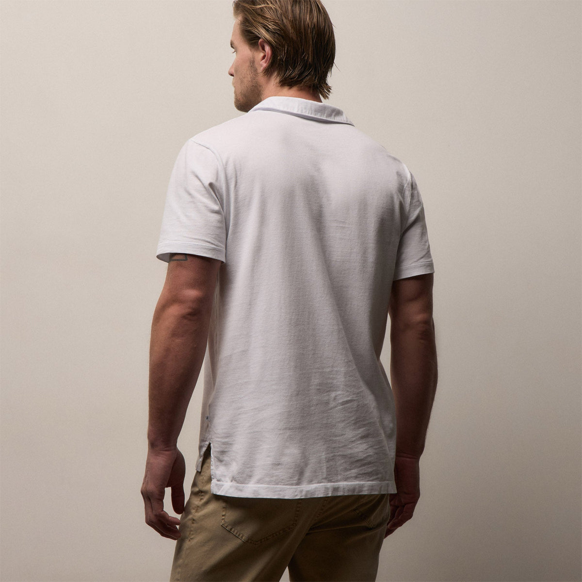 Polo en jersey suédé - Blanc