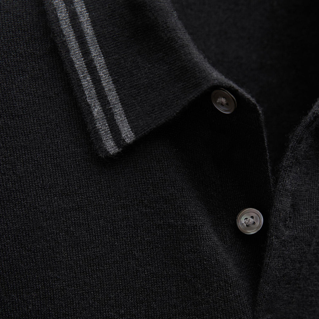 Polo en cachemire ultrafin - Noir/Anthracite