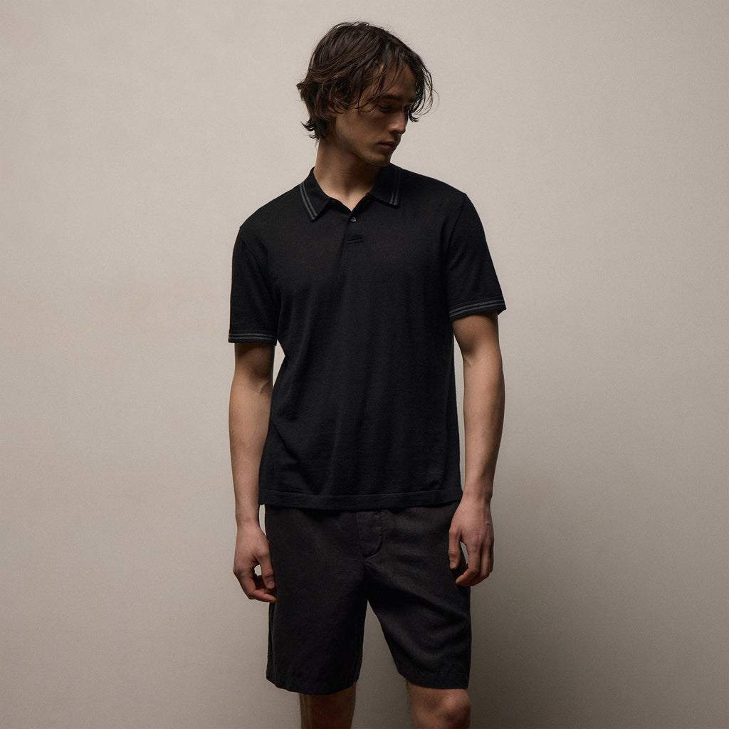 Polo en cachemire ultrafin - Noir/Anthracite