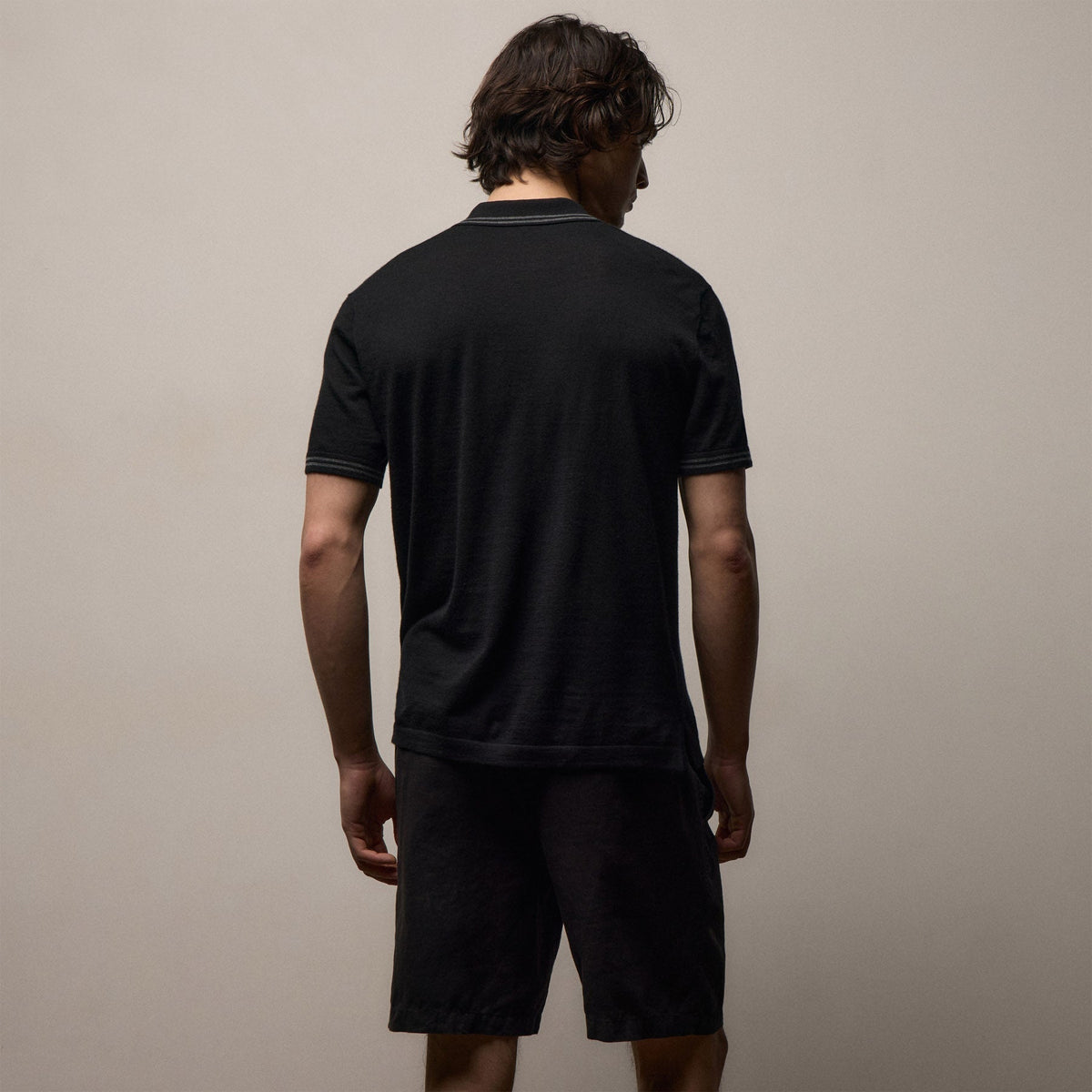 Polo en cachemire ultrafin - Noir/Anthracite