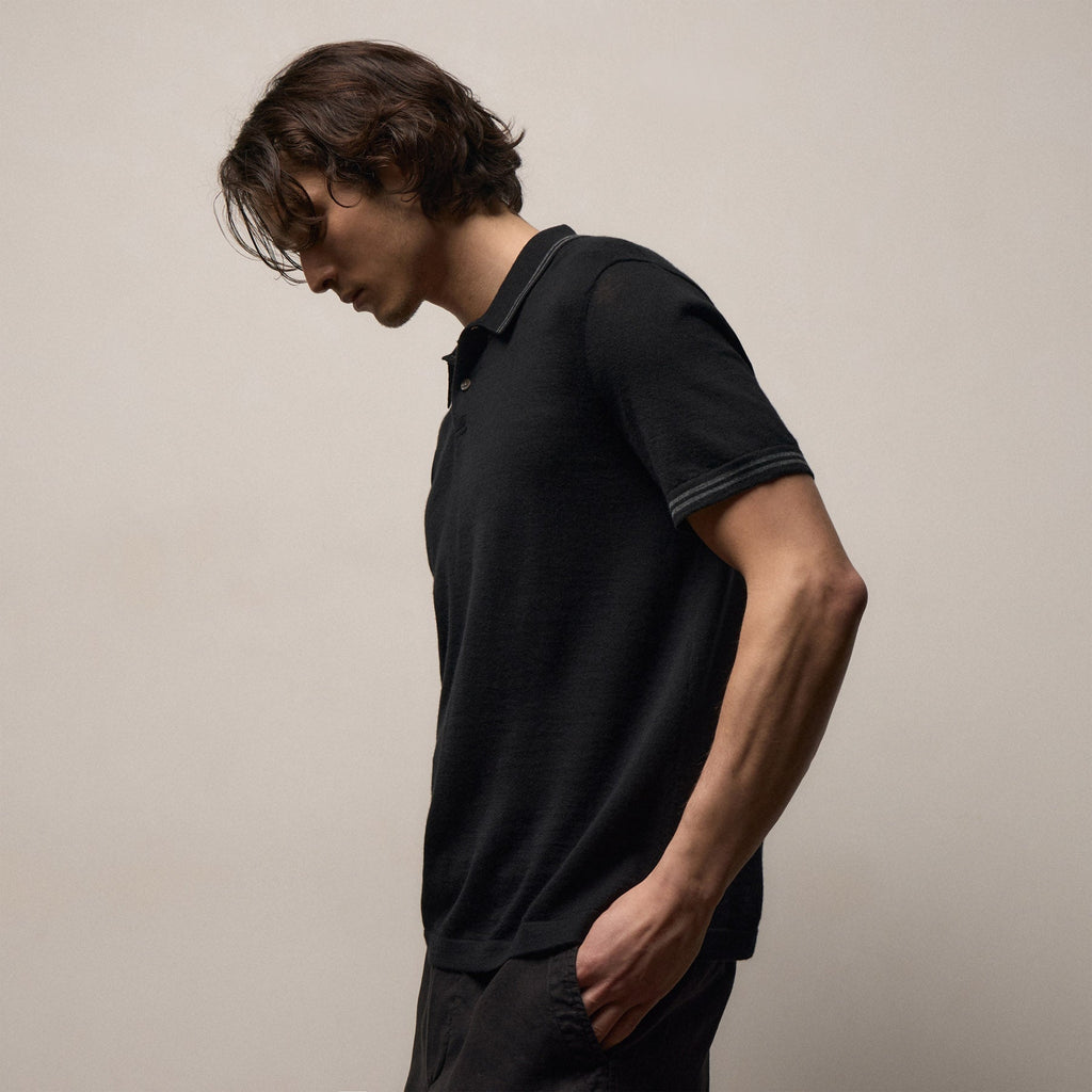 Polo en cachemire ultrafin - Noir/Anthracite